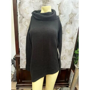 Nordstrom Collection Ribbed 100% Cashmere A-Symmetrical  Sweater Black XS-
